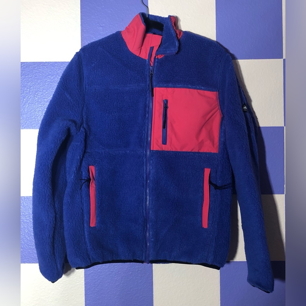 NWT Penfield Mattawa Fleece Jacket in Cobalt Blue and Raspberry